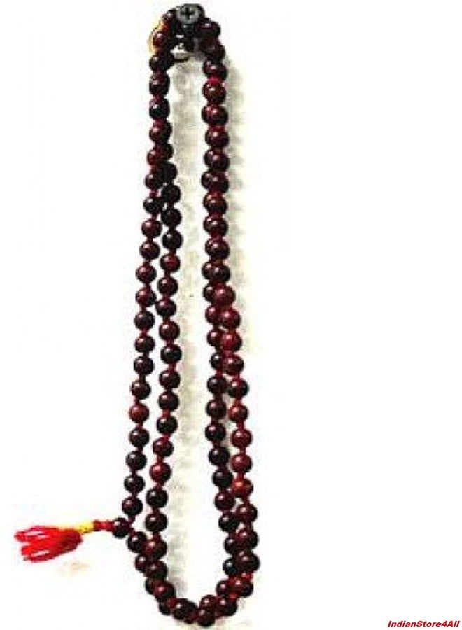 IS4A 8mm Red (Rosewood) Wood Japa Mala Beads Necklace Beads 108 + 1 Hand Knotted Meditation Prayer - Image 5