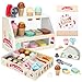 ZJEFUNS Wooden Ice Cream Toys for Kids Ice Cream Counter Shop for Toddlers Pretend Play Food Scoop and Serve with Scoop Menu Fake Money for Boys and Girls Ages 3 4 5 6 Beige - Image 4