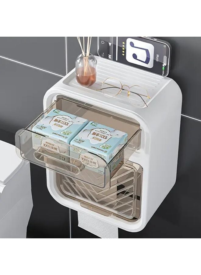 Green No Drill Wall Mounted Toilet Paper Holder With Over Under Roll Storage - Image 5