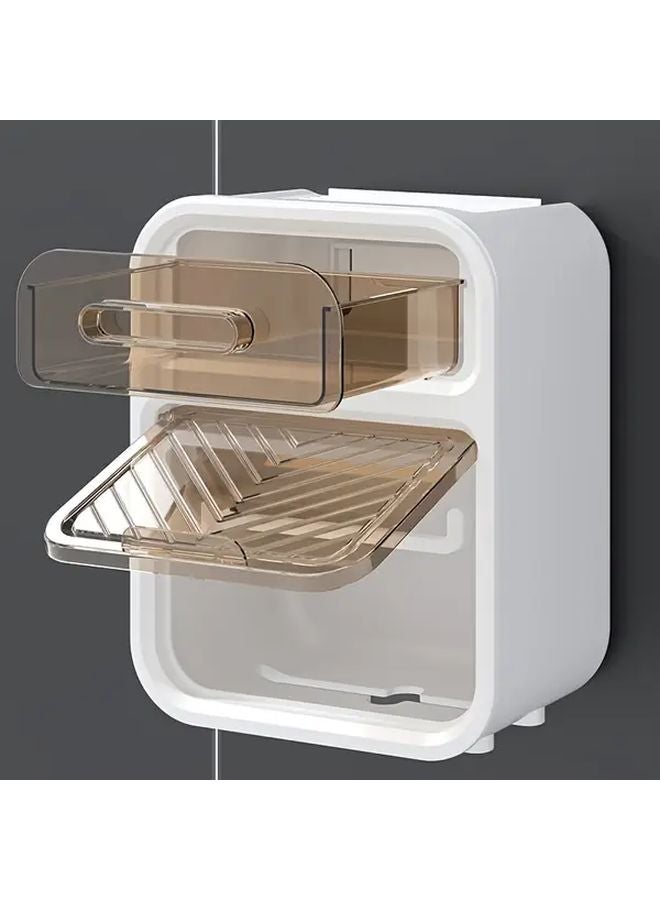 Green No Drill Wall Mounted Toilet Paper Holder With Over Under Roll Storage - Image 3