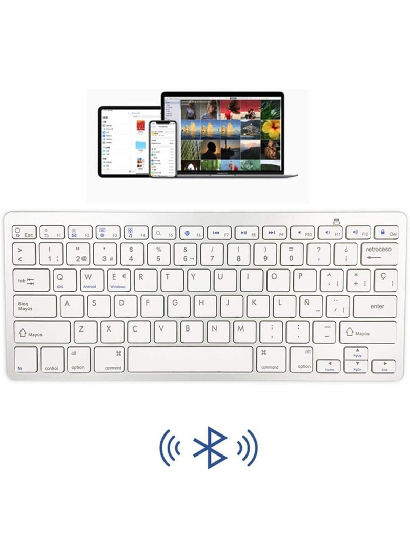 Crystal Bluetooth Keyboard Slim Portable Compact Wireless Keyboard for Android Windows Tablet Cell Phone iPhone iPad Pro Air Mini, iPad OS/iOS 13 and above (Grey) - Image 3