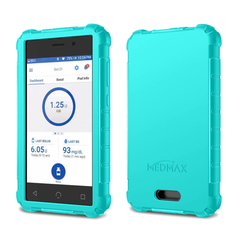 MEDMAX Silicone Case for Omnipod Dash PDM Personal Diabetes Manager Lightweight Shockproof Anti Slip Protective Cover Soft Gel Skin with Raised Bezel for Omnipod Dash Device Mint Green