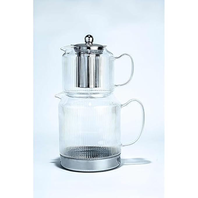 TALIONA Majestic Glass Double Tea Pot 6001500 Ml Capacity - Image 1