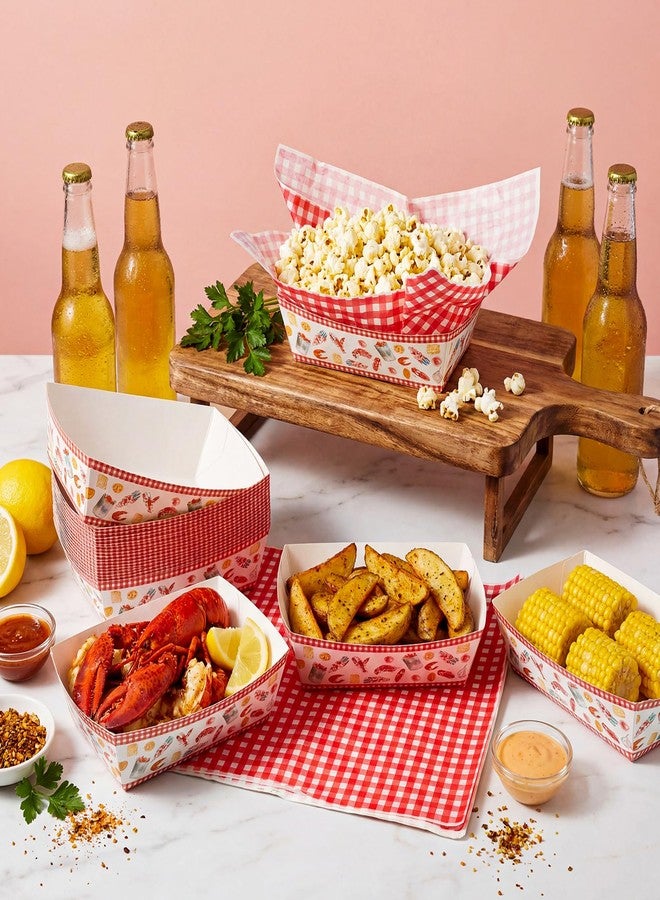 Geosar 50 Set Crawfish Boil Party Supplies Lobster Decor Disposable Paper Food Trays Bulk 50 Food Boats with 50 Wax Papers for Seafood Party Supplies Lobster BBQ Gathering Picnic Cookout Birthday - Image 3