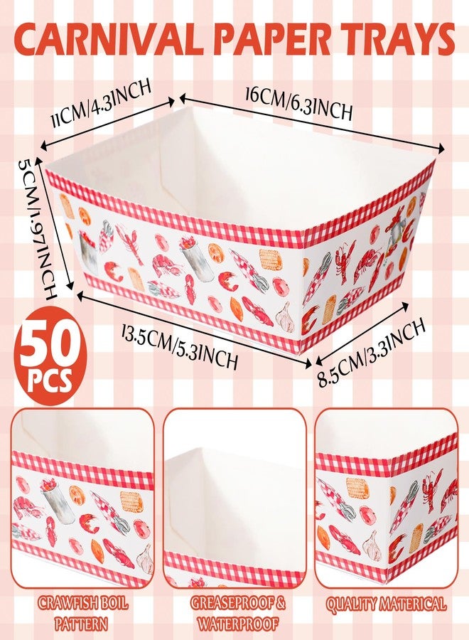 Geosar 50 Set Crawfish Boil Party Supplies Lobster Decor Disposable Paper Food Trays Bulk 50 Food Boats with 50 Wax Papers for Seafood Party Supplies Lobster BBQ Gathering Picnic Cookout Birthday - Image 2