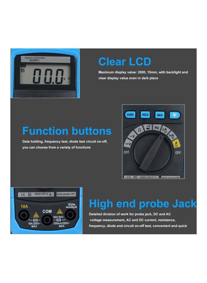 NIBEMINENT Digital Multimeter Hand-held LCD Display Auto Range - Image 4