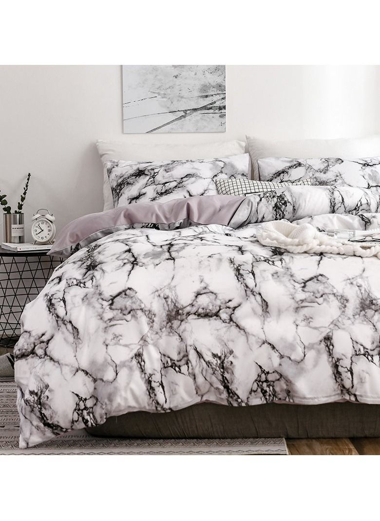 Arabest - 3 Piece Set of Marble Patterned Pure Plain Printed Bed Covers（Bleck） - Image 1