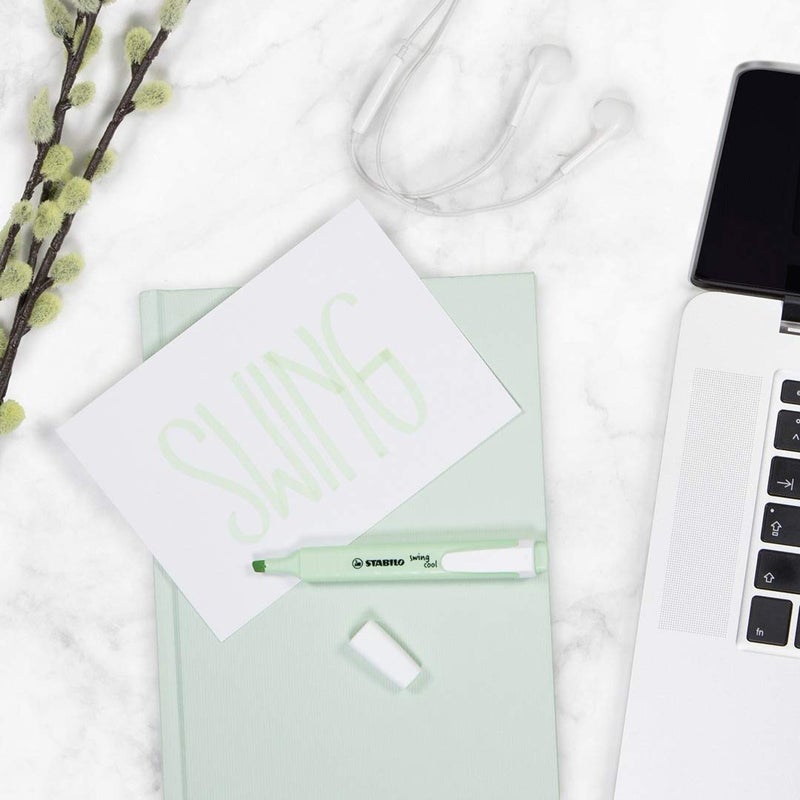 STABILO Highlighter swing cool Pastel - Pack of 8 - Assorted Colors, Portable, Clip Closure, Office + School Supplies - Image 2