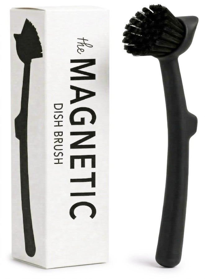 Earth & Mango فرشاة ومكشطة أطباق مغناطيسية من إيرث آند مانجو، تُثبّت على الحوض، لا تخدش، آمنة للاستخدام في غسالة الأطباق، ليفة تنظيف الأطباق - أسود أونيكس - Image 1