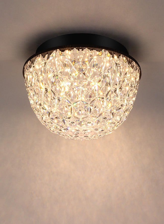 ثريا كريستال عصرية من بيكادا مقاس 12 بوصة، مصباح سقف LED مثبت على السطح، مصباح سقف قابل للتعتيم 3/4/5000 كلفن لغرفة الطعام، المدخل، المطبخ، الخزانة، غرفة المعيشة، غرفة النوم، الممر، حاصل على شهادة ETL، لون أسود - Image 1