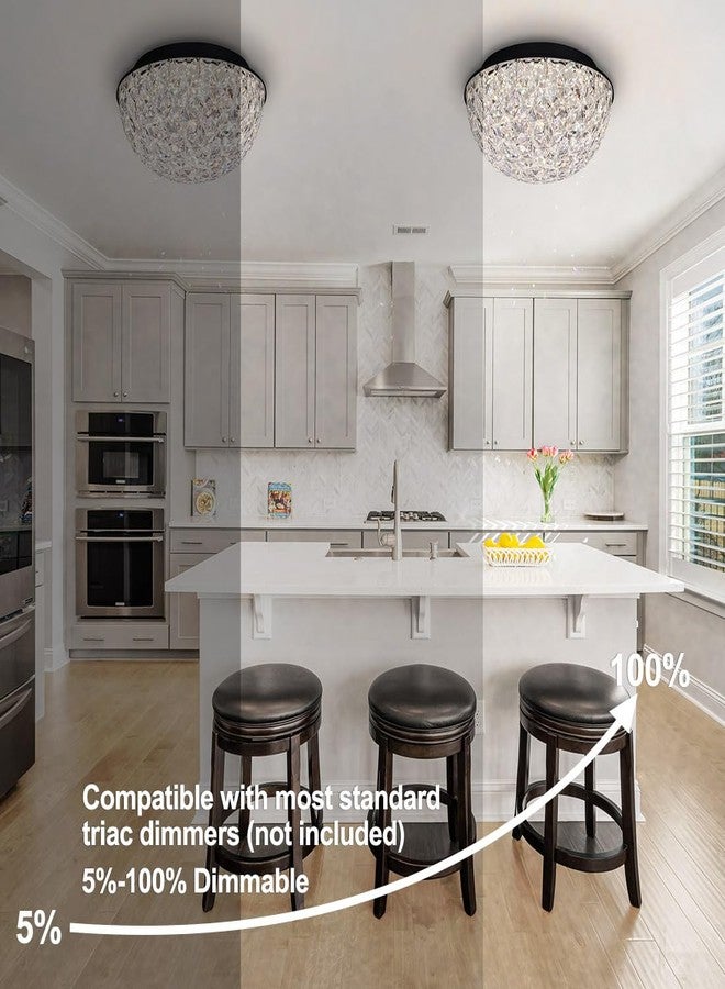 ثريا كريستال عصرية من بيكادا مقاس 12 بوصة، مصباح سقف LED مثبت على السطح، مصباح سقف قابل للتعتيم 3/4/5000 كلفن لغرفة الطعام، المدخل، المطبخ، الخزانة، غرفة المعيشة، غرفة النوم، الممر، حاصل على شهادة ETL، لون أسود - Image 5