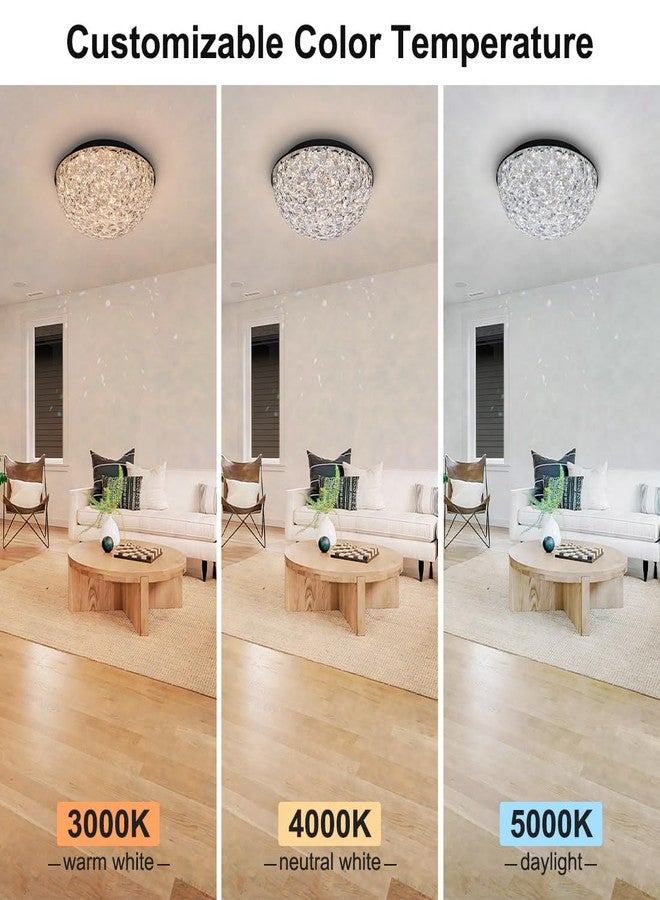 ثريا كريستال عصرية من بيكادا مقاس 12 بوصة، مصباح سقف LED مثبت على السطح، مصباح سقف قابل للتعتيم 3/4/5000 كلفن لغرفة الطعام، المدخل، المطبخ، الخزانة، غرفة المعيشة، غرفة النوم، الممر، حاصل على شهادة ETL، لون أسود - Image 3