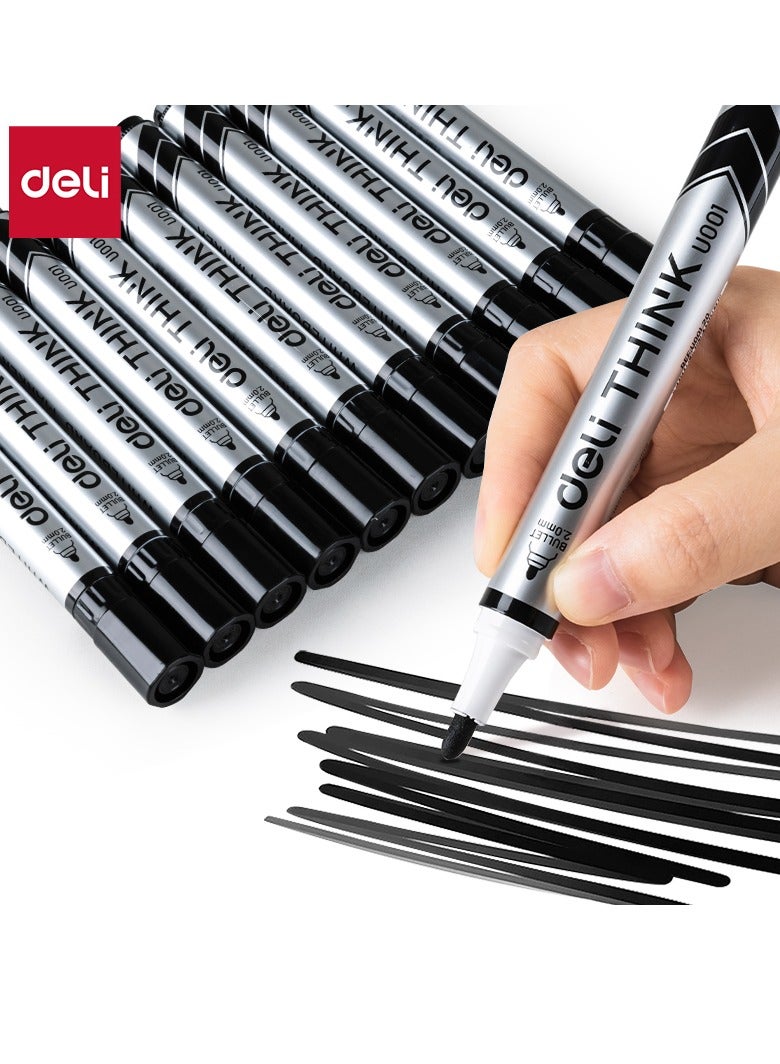 ديلي EU00120 قلم تحديد للسبورة البيضاء أسود - 12 قطعة/صندوق - مثالي للسبورة البيضاء والأسطح الملساء - Image 1
