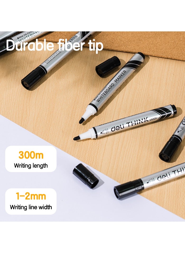 ديلي EU00120 قلم تحديد للسبورة البيضاء أسود - 12 قطعة/صندوق - مثالي للسبورة البيضاء والأسطح الملساء - Image 2