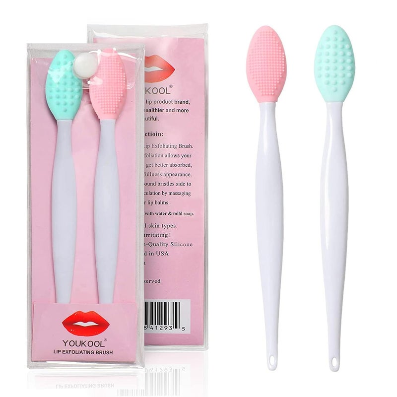 YOUKOOL Lip Scrub Brush,Lip Scrubber Exfoliator,Double-Sided Silicone Lip Exfoliating Tool,Gentle Lip Exfoliator Scrubber Brush for Smooth,Soft,Bright,and Healthy Lips(2 PCS) - Image 1