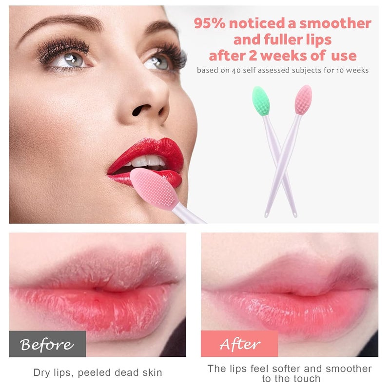 YOUKOOL Lip Scrub Brush,Lip Scrubber Exfoliator,Double-Sided Silicone Lip Exfoliating Tool,Gentle Lip Exfoliator Scrubber Brush for Smooth,Soft,Bright,and Healthy Lips(2 PCS) - Image 2