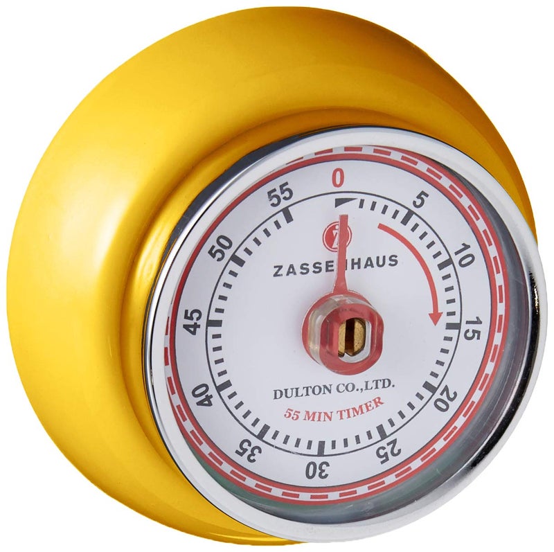 Zassenhaus Zassenhaus Magnetic Retro Kitchen Classic Mechanical Cooking Timer Yellow 275Inch 