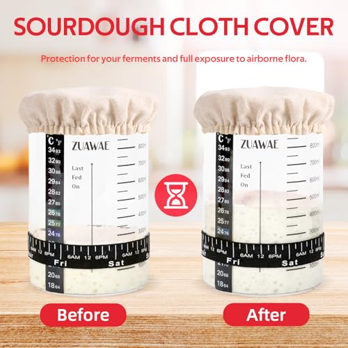ZUAWAE Handmade Cotton Cloth Covers - 4pc Reusable Sourdough Jar Cover, Fits Jars 3-4 Inch - Image 5