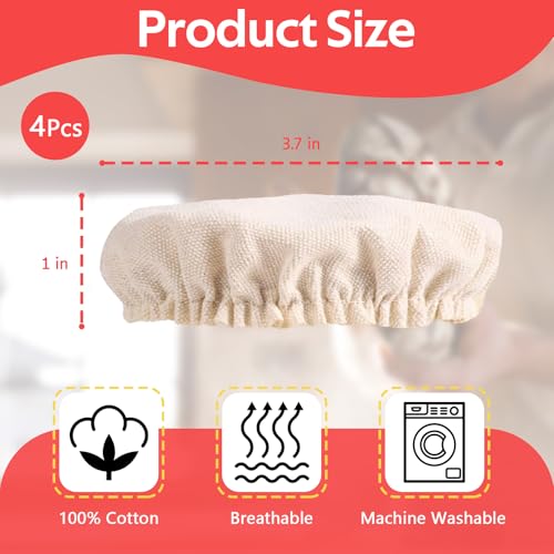 ZUAWAE Handmade Cotton Cloth Covers - 4pc Reusable Sourdough Jar Cover, Fits Jars 3-4 Inch - Image 2