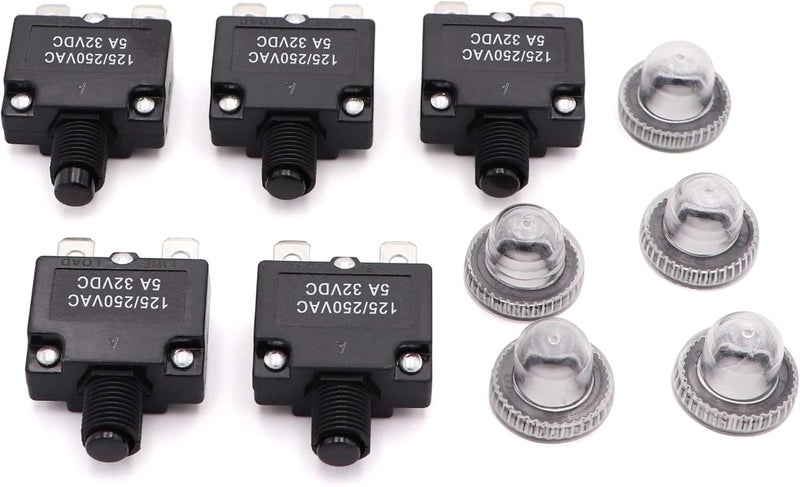 Fuzbaxy 5PCS 5Amp Circuit Breakers with Manual Reset 32V DC,AC125-250V with Quick Connect Terminals - Image 2
