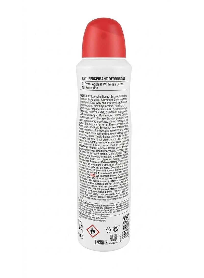 Dove Deodorant Spray Women's Go Fresh Scent  Apple & Tea  ​​250 Ml (Packaging may vary) - Image 2