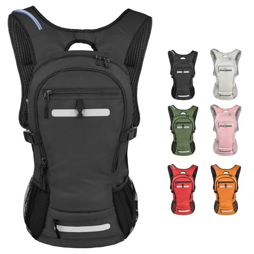 Zavothy 20L Hiking Backpack Daypack Lightweight Hydration Pack with Free 3L Water Bladder Rain Cover Helmet Holder for Men Women Outdoor Climbing Cycling Backpack Black - Image 1