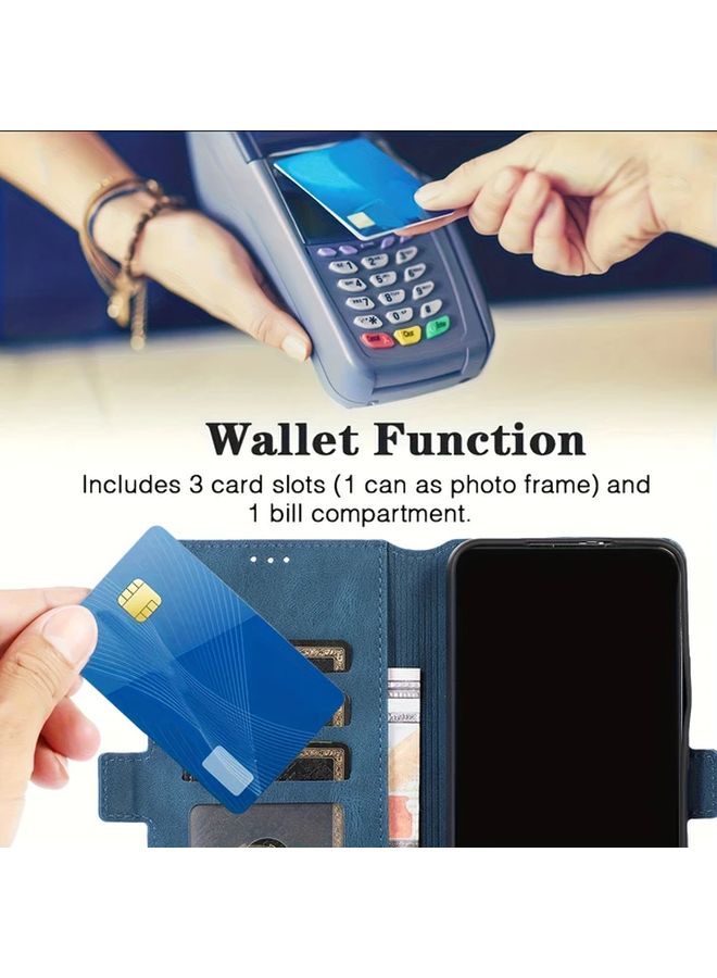 Blue Faux Leather Wallet Phone Case With Card Slots And Stand For Samsung Galaxy S23 Plus - Image 4