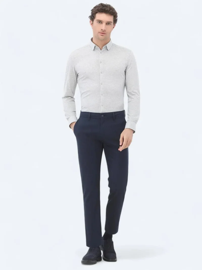 كيب بنطال قطني مخلوط، أزرق داكن، بقصة عادية