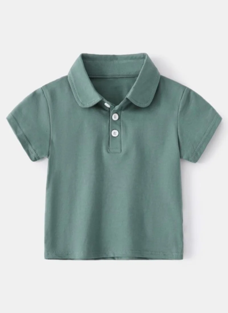YUNIQEE Green Cotton Polo Collar T-shirt