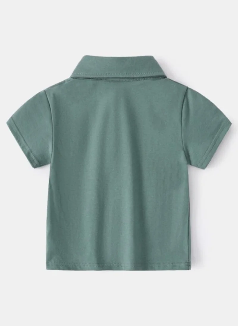 YUNIQEE Green Cotton Polo Collar T-shirt