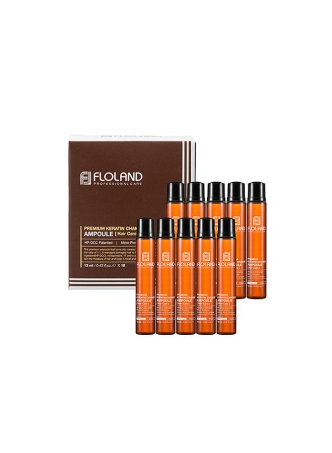 Floland Premium Keratin Change Ampoule Set 13ml × 10 | Professional Damaged Hair Repair | Healthy Shine Treatment - Image 1