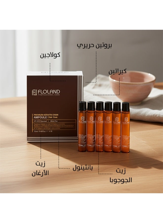 Floland Premium Keratin Change Ampoule Set 13ml × 10 | Professional Damaged Hair Repair | Healthy Shine Treatment - Image 3