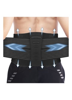 Y&D Lower Back Support Brace Belt with 3 Large Stays for Men and Women Sciatica Pain Relief Hole Mesh Double Compression Size L Waist 37.4Inch to 42.5Inch  - Image 1