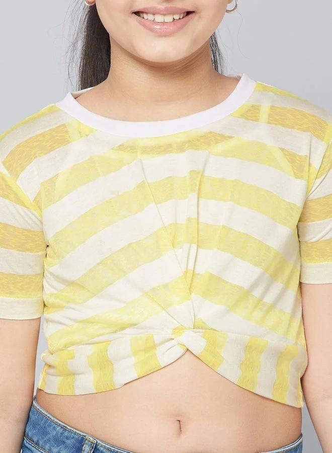 Stylo Bug Stylo Bug Front Knot Detail Striped Crop Top