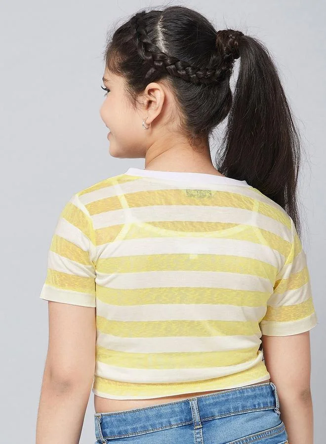 Stylo Bug Stylo Bug Front Knot Detail Striped Crop Top