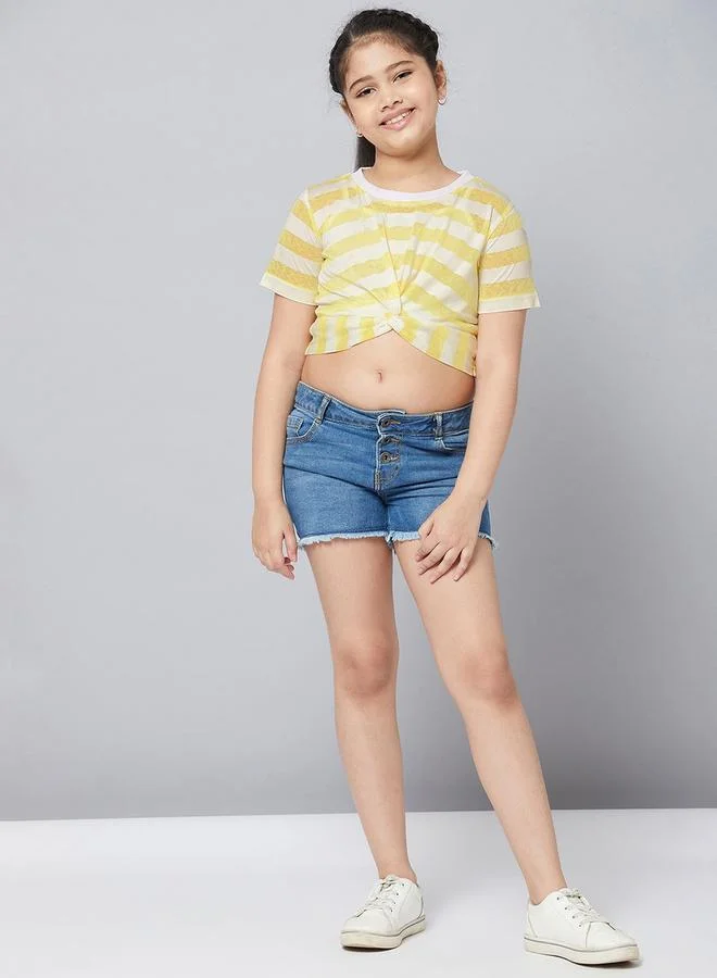 Stylo Bug Stylo Bug Front Knot Detail Striped Crop Top