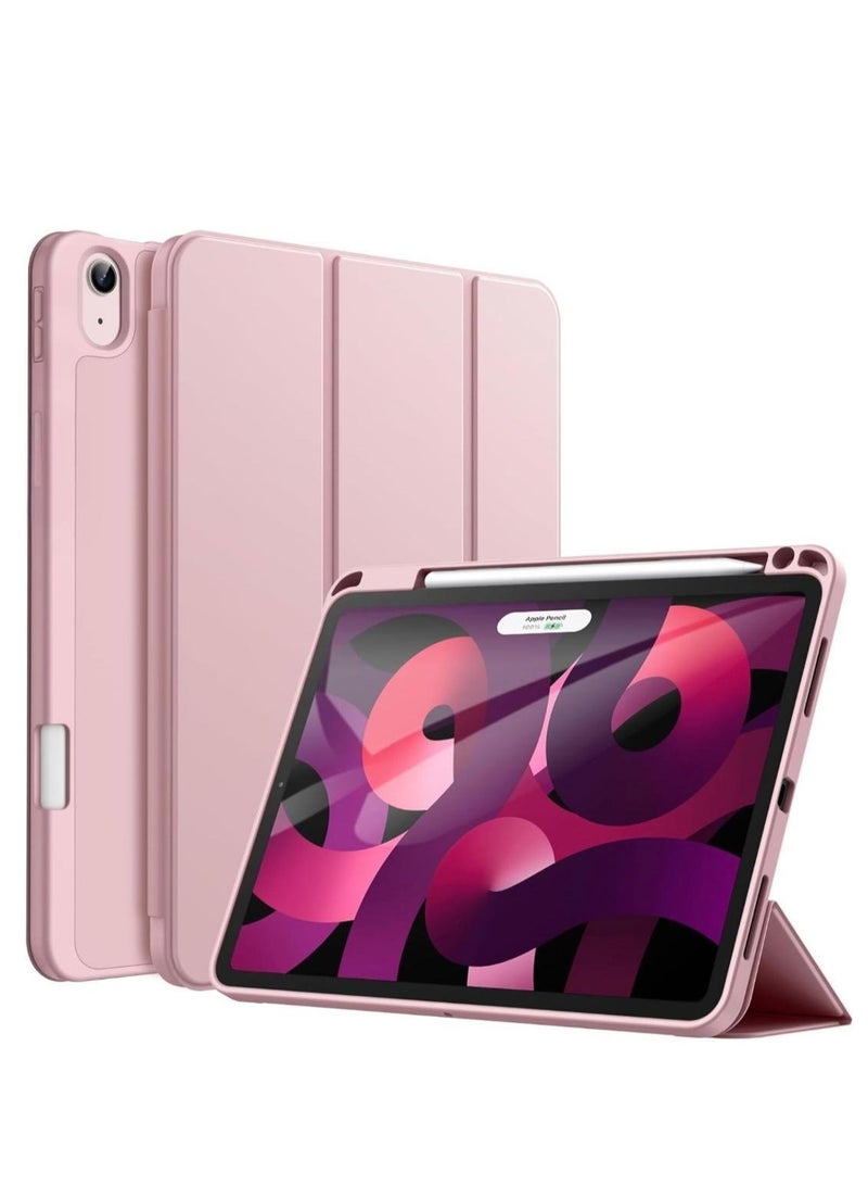 ARMOR Case for iPad Air 11-Inch M2 (2024), iPad Air 5/4 (2022/2020 5th/4th 10.9-Inch) Built-in Pencil Holder Flexible Back Cover, Trifold Stand, Auto Sleep Wake Rebound Series Pink - Image 1