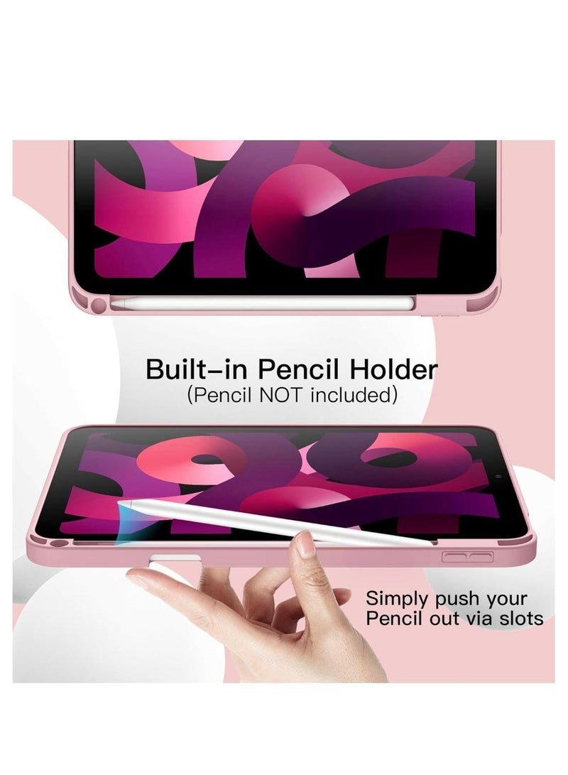 ARMOR Case for iPad Air 11-Inch M2 (2024), iPad Air 5/4 (2022/2020 5th/4th 10.9-Inch) Built-in Pencil Holder Flexible Back Cover, Trifold Stand, Auto Sleep Wake Rebound Series Pink - Image 5