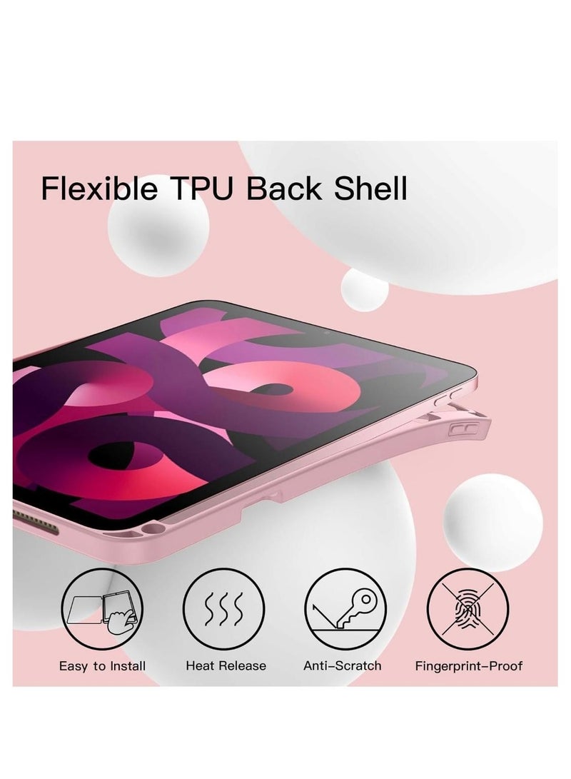 ARMOR Case for iPad Air 11-Inch M2 (2024), iPad Air 5/4 (2022/2020 5th/4th 10.9-Inch) Built-in Pencil Holder Flexible Back Cover, Trifold Stand, Auto Sleep Wake Rebound Series Pink - Image 3