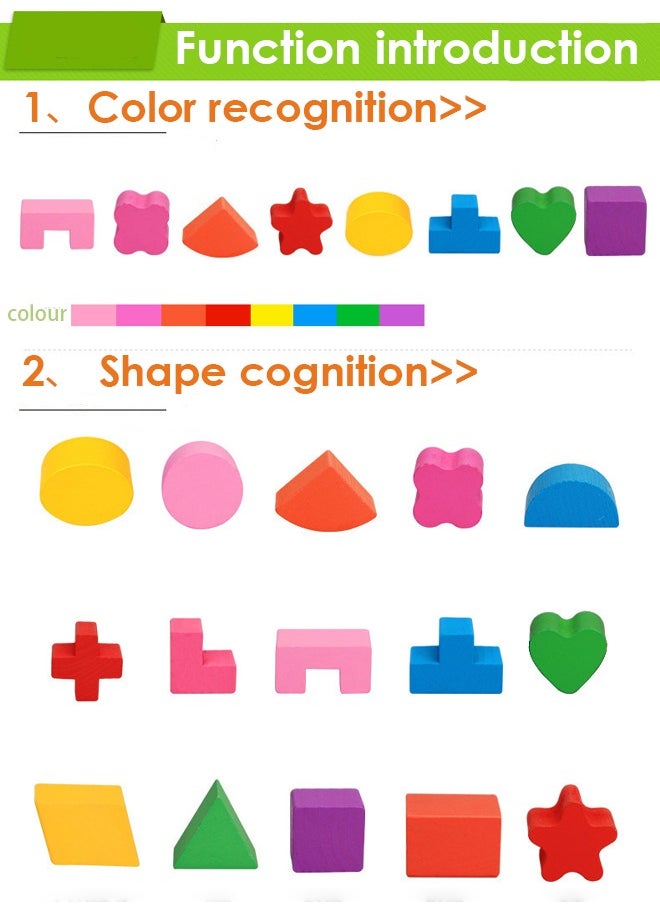 Generic - Wooden Sorting Stacking Toy, Shape Sorter Cube with Storage Space, Shape and Color Cognition Puzzle Stacker, Montessori Toy, Early Educational Toy, Easy to Storage and Carry, Gift for Toddlers Kids (Natural Solid Wood) - Image 1