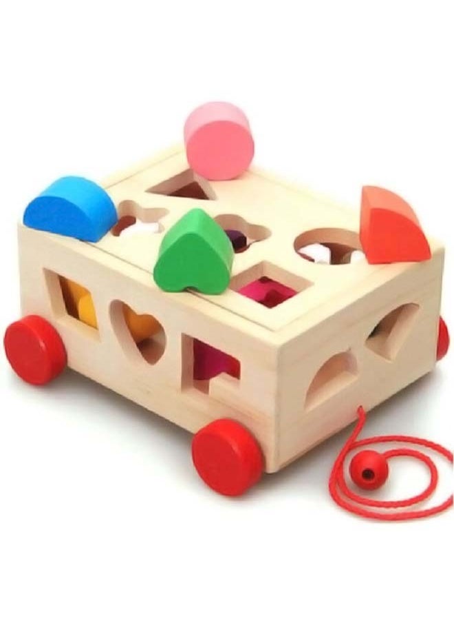 Generic - Wooden Sorting Stacking Toy, Shape Sorter Cube with Storage Space, Shape and Color Cognition Puzzle Stacker, Montessori Toy, Early Educational Toy, Easy to Storage and Carry, Gift for Toddlers Kids (Natural Solid Wood) - Image 1