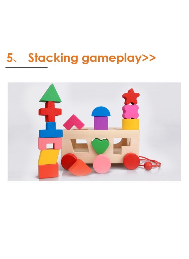 Generic - Wooden Sorting Stacking Toy, Shape Sorter Cube with Storage Space, Shape and Color Cognition Puzzle Stacker, Montessori Toy, Early Educational Toy, Easy to Storage and Carry, Gift for Toddlers Kids (Natural Solid Wood) - Image 1