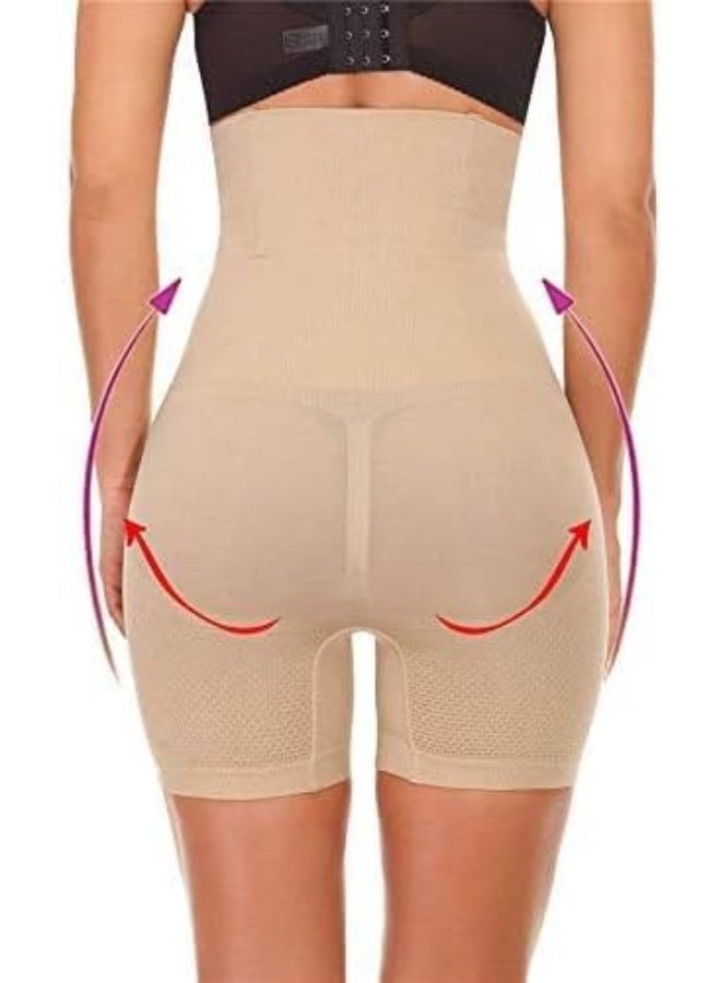 Women’s No Rolling Down Shapewear Body Shaper Tummy Control/Tummy Tucker Hi-Waist Thigh Slimmer Shorts Panties Beige - Image 4