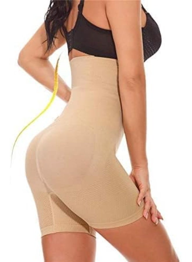 Women’s No Rolling Down Shapewear Body Shaper Tummy Control/Tummy Tucker Hi-Waist Thigh Slimmer Shorts Panties Beige - Image 2