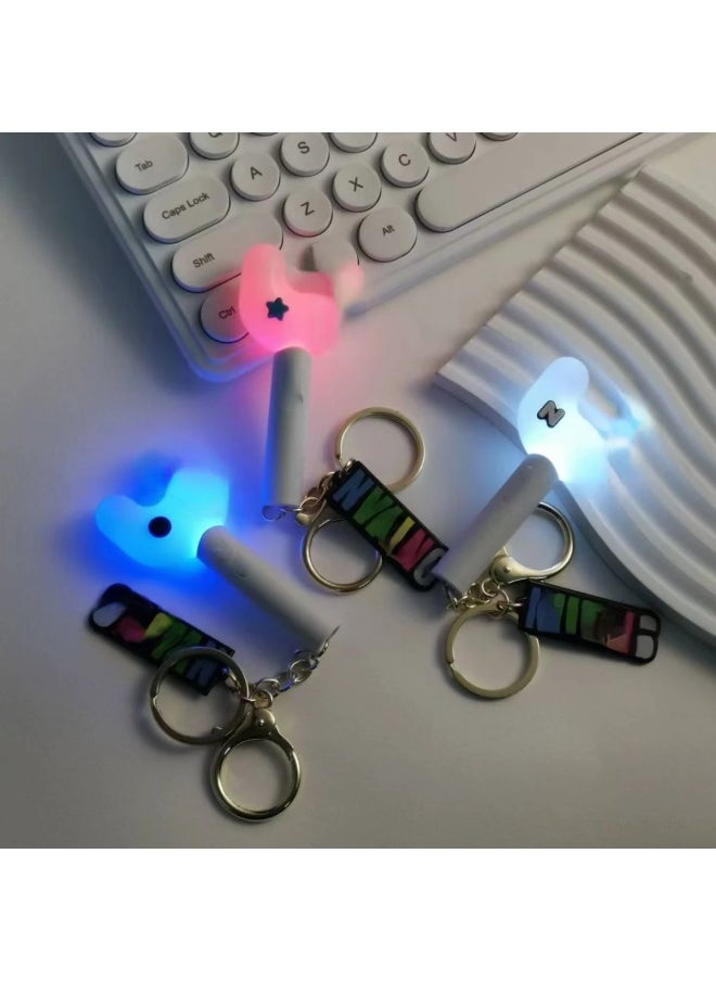 Generic - Cute KPOP Light Keychain Silicone Keychain Light Stick Pendant Keyring Bag Accessories Birthday Gift-Color:T-Ships From:CHINA - Image 1