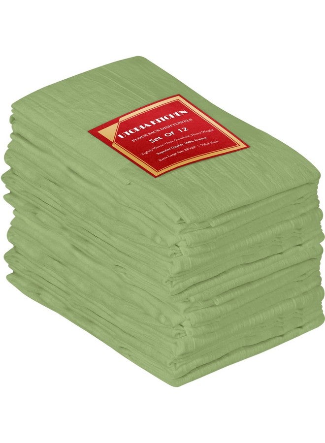 Utopia Kitchen منشفة مطبخ يوتوبيا باللون الأخضر المريمي [12 قطعة - 28 × 28 بوصة] مناشف شاي قطنية 100% للتنظيف والتجفيف - قماش مطبخ عالي الامتصاص - Image 1