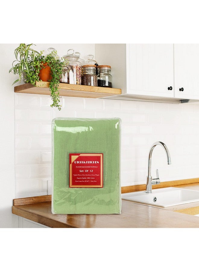 Utopia Kitchen منشفة مطبخ يوتوبيا باللون الأخضر المريمي [12 قطعة - 28 × 28 بوصة] مناشف شاي قطنية 100% للتنظيف والتجفيف - قماش مطبخ عالي الامتصاص - Image 5
