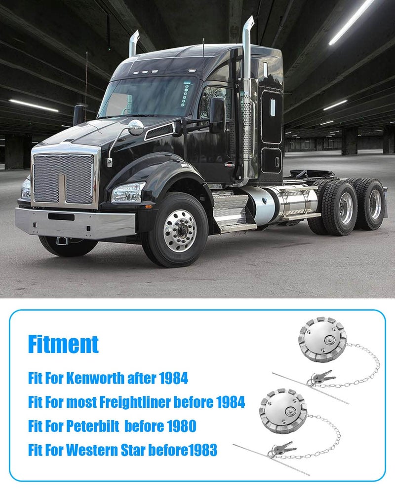 ULZOZN 2Pcs Locking Diesel Fuel Cap for 3 1/2" Course Thread 5.5 TPI Vented Semi Truck Fuel Tank, Gas Tank Cap Cover Fit for Kenworth Peterbilt Freightliner Western Star, with 4 Keys ﻿ - Image 4