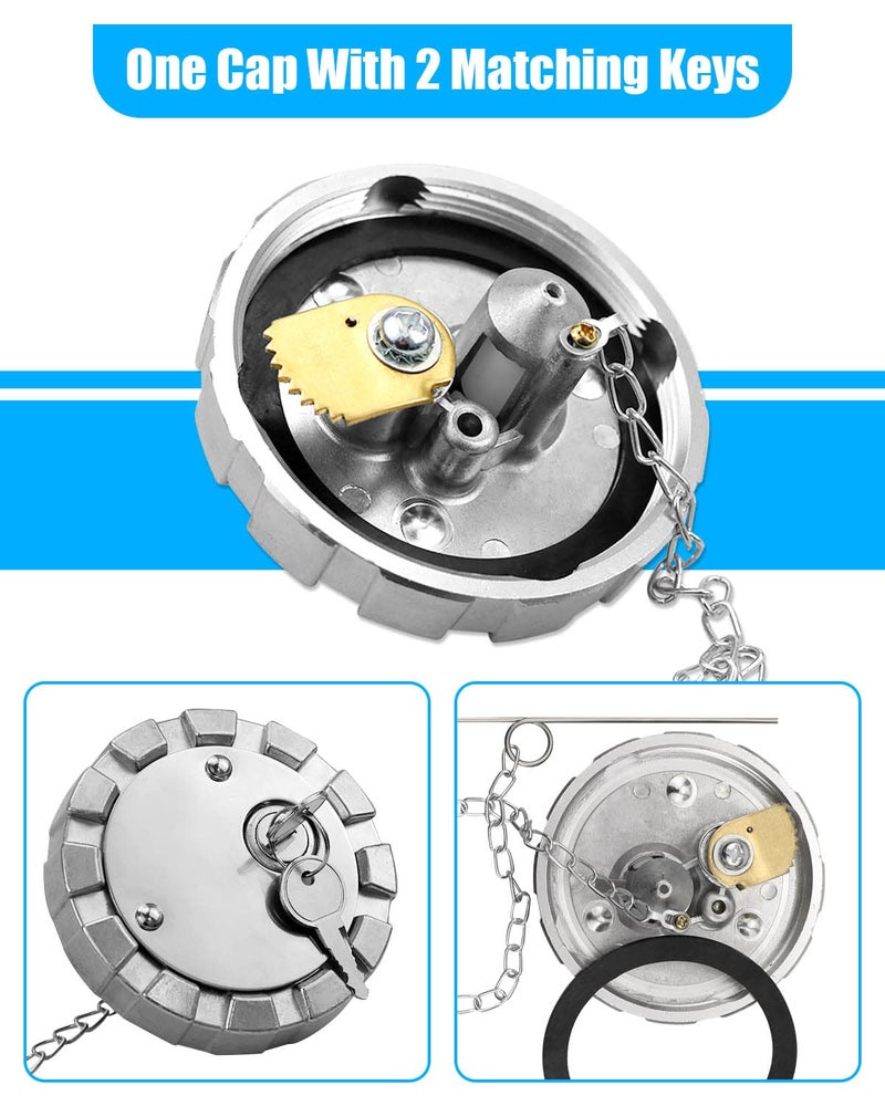 ULZOZN 2Pcs Locking Diesel Fuel Cap for 3 1/2" Course Thread 5.5 TPI Vented Semi Truck Fuel Tank, Gas Tank Cap Cover Fit for Kenworth Peterbilt Freightliner Western Star, with 4 Keys ﻿ - Image 2
