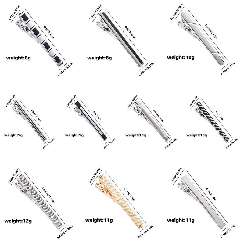 Narrow Tie Clip For Men, Simple Two-Color Pattern Electroplating Business 28 Styles, Personalized Trendy Korean Style Gold Tie Clip - Image 4
